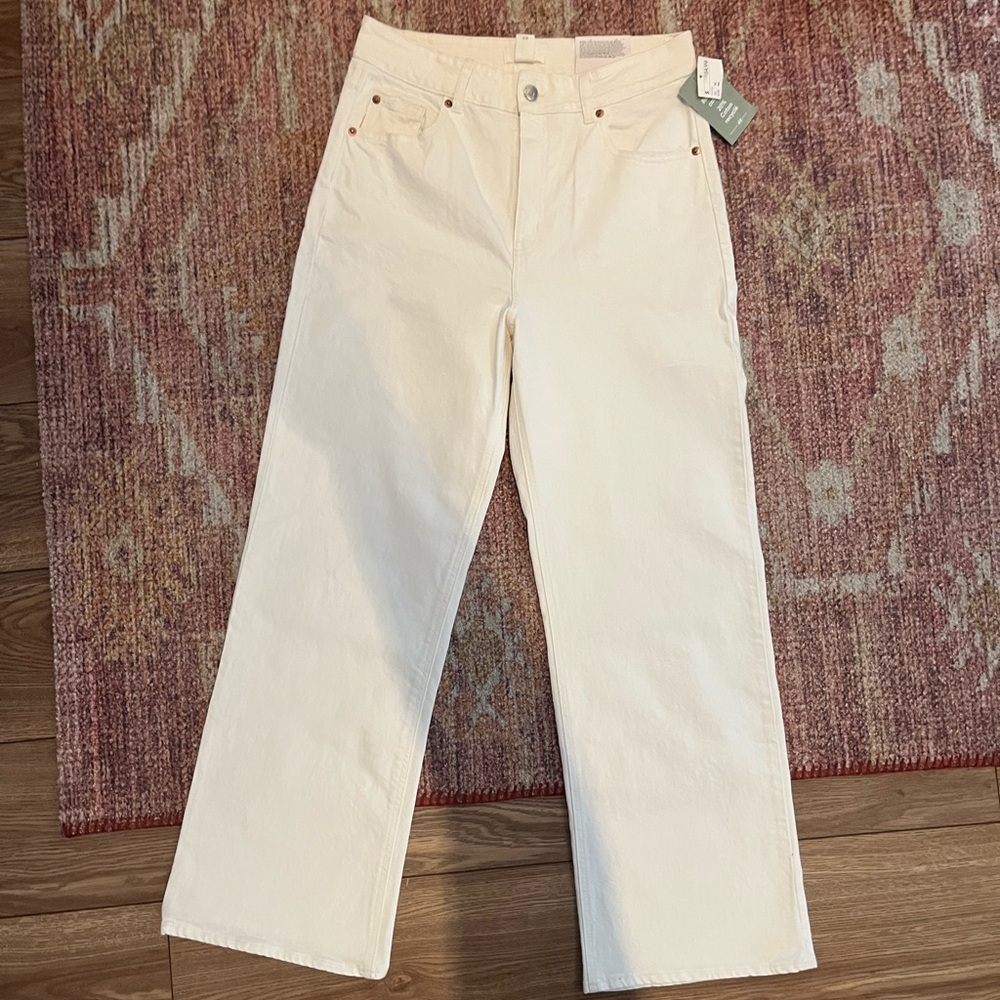 H&M Women's Wide Leg Cream Jeans
